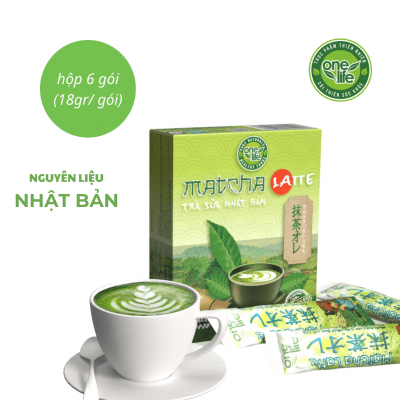 BỘT TRÀ XANH KEM SỮA (MATCHA LATTE) ONELIFE Hộp 6 gói * 18gr/ gói