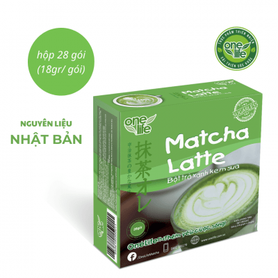 BỘT TRÀ XANH KEM SỮA (MATCHA LATTE) ONELIFE Hộp 28 gói * 18gr/ gói