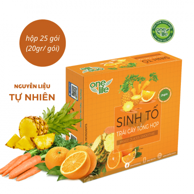 SINH TỐ TỔNG HỢP TRÁI CÂY TỰ NHIÊN ONELIFE Hộp 25 gói * 20gr/ gói