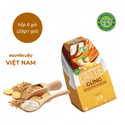 LATTE SỮA GỪNG TỰ NHIÊN ONELIFE Hộp 6 gói * 20gr/ gói