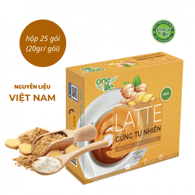 LATTE SỮA GỪNG TỰ NHIÊN ONELIFE Hộp 25 gói * 20gr/ gói