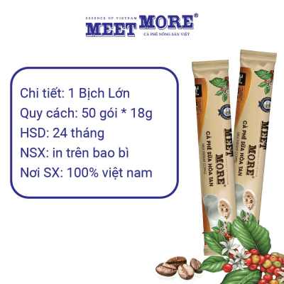 Bịch Cà Phê Hòa Tan Sữa Đá - Meet More Coffee (50 gói x 18g) Cafe