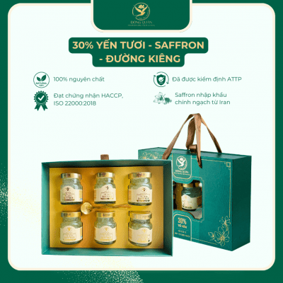 Yến chưng Saffron đường kiêng Đông Quân Thịnh 70ml - set 6 hũ