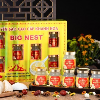 Tổ yến chưng sẵn BIG NEST KHÁNH HOÀ 18% ĐƯỜNG PHÈN - Hộp 6 hũ