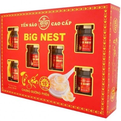 Tổ yến chưng sẵn BIG NEST KHÁNH HOÀ 15% ĐƯỜNG PHÈN - Hộp 6 hũ