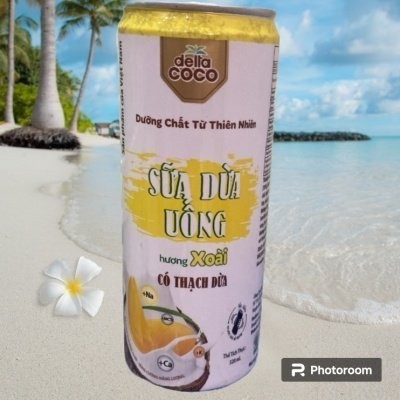 Sữa dừa uống có thạch dừa Delta Coco 320ml - Hương Xoài- Thùng 24 lon