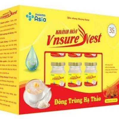 Yến VnSureNest khay Đông trùng Hạ Thảo (76ml /Hũ x 6 Hũ/ khay) 10 khay / Thùng.