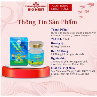 Hộp 1 hũ Tổ yến chưng sẵn BIG NEST KIDS NHI ĐỒNG 15% ĐƯỜNG PHÈN