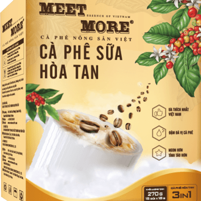 Hộp cà phê sữa đá hòa tan 3in1 - Meet More 270g (15 gói x 18g)