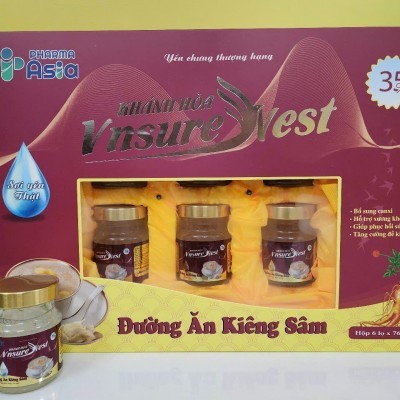 Yến VnSureNest Khây đường ăn kiêng sâm 35% (70ml x 6 Hủ)/Khây:10 Khây/Thùng.