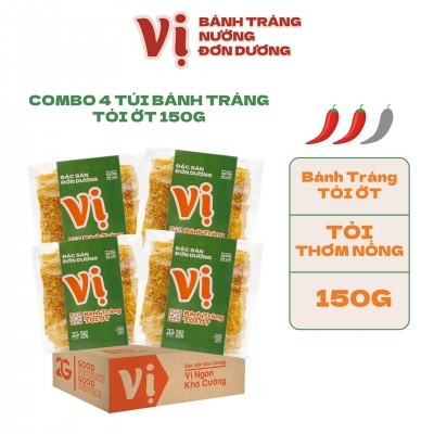 COMBO 4 TÚI BÁNH TRÁNG TỎI ỚT VỊ -TÚI 150G 
