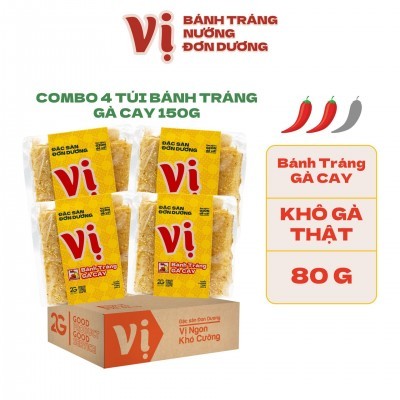 COMBO 4 TÚI BÁNH TRÁNG GÀ CAY VỊ -TÚI 150G 