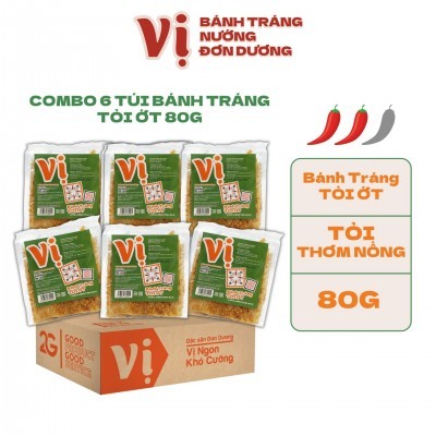 COMBO 6 TÚI BÁNH TRÁNG TỎI ỚT VỊ - TÚI 80G