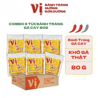 COMBO 6 TÚI BÁNH TRÁNG GÀ CAY VỊ - TÚI 80G