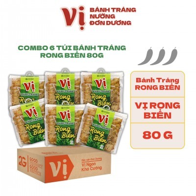 COMBO 6 TÚI BÁNH TRÁNG RONG BIỂN VỊ - TÚI 60G