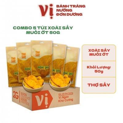  TÚI XOÀI SẤY MUỐI ỚT THỢ SẤY - TÚI 50G/ 5 túi