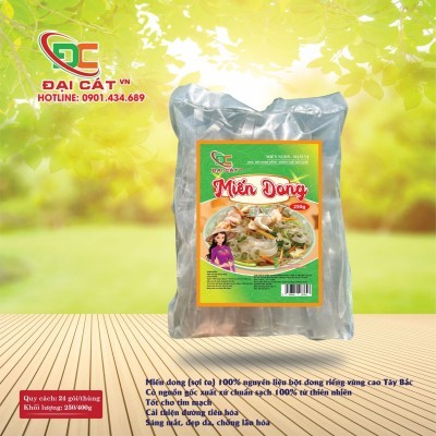 Miến dong sợi to - 100% bột dong riềng vùng cao Tây Bắc - ĐẠI CÁT - Bịch 250g