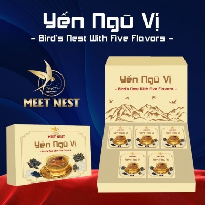 Set Quà Tặng 5 Chén Yến Ngũ Vị 150g/chén - Yến Ngũ Vị Chưng Sẵn 100% Yến Thật - MEET NEST - MEET MORE