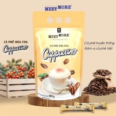 Bịch Cà phê hòa tan capuccino - Meet More Coffee 900g (50 gói x 18g)