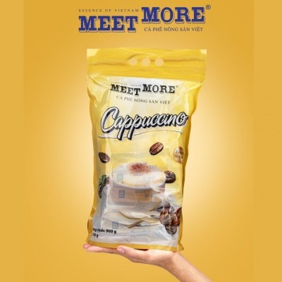 Bịch Cà phê hòa tan capuccino - Meet More Coffee 900g (50 gói x 18g)