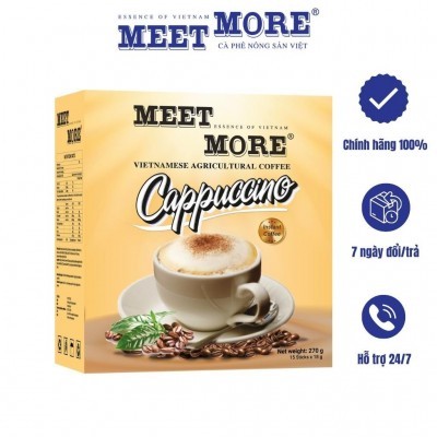 Hộp Cà phê hòa tan CAPUCCINO - Meet More Coffee 270g (15 gói x 18g)