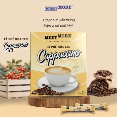 Hộp Cà phê hòa tan CAPUCCINO - Meet More Coffee 270g (15 gói x 18g)