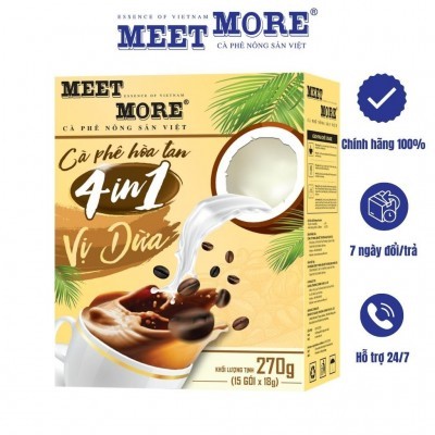 CÀ PHÊ HÒA TAN VỊ DỪA 4IN1 OCOP 4 Sao- Meet More 