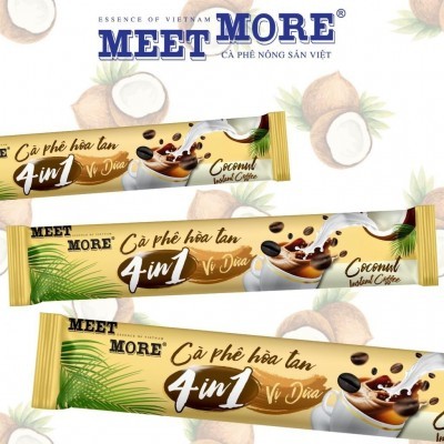 CÀ PHÊ HÒA TAN VỊ DỪA 4IN1 OCOP 4 Sao- Meet More 