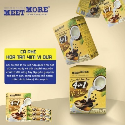CÀ PHÊ HÒA TAN VỊ DỪA 4IN1 OCOP 4 Sao- Meet More 