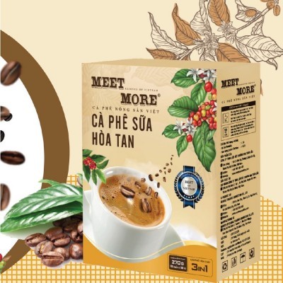 Hộp cà phê sữa đá hòa tan 3in1 - Meet More 270g (15 gói x 18g)