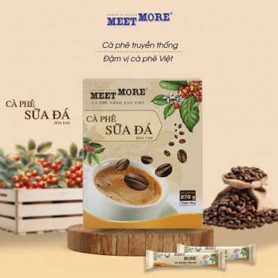 Hộp cà phê sữa đá hòa tan 3in1 - Meet More 270g (15 gói x 18g)