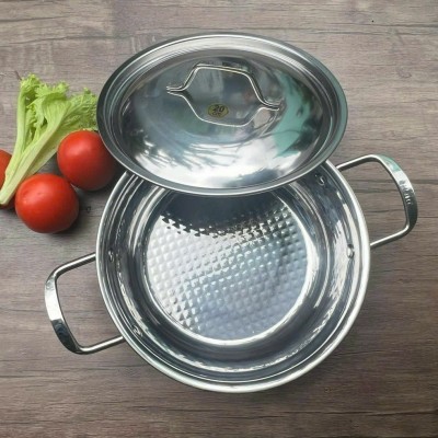 Chảo inox hai quai 3 đáy+ nắp kính, lòng trong inox Nanocook 18cm – LI-3D 