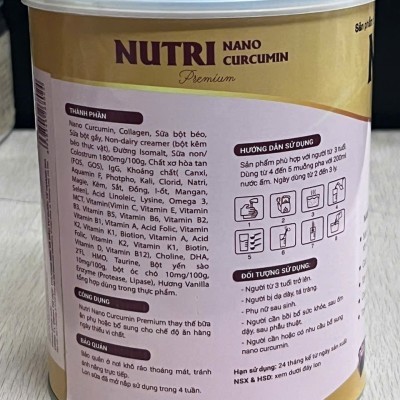 Sữa dinh dưỡng Nutri Nano Curcumin Premium - Lon 800g (Thùng 12 lon)