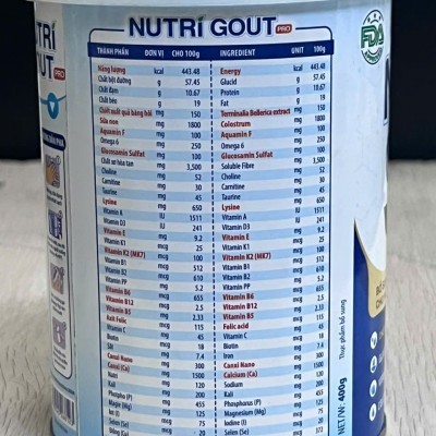 Sữa dinh dưỡng Nutri Gout Pro - Lon 400g (Thùng 24 lon)