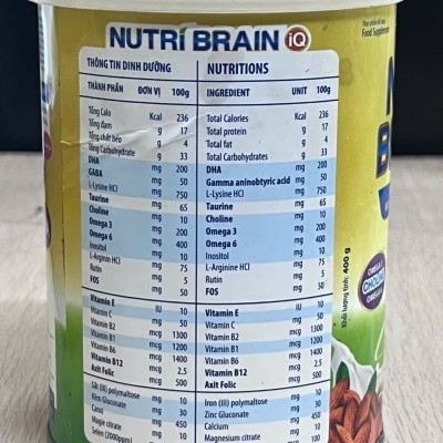 Sữa dinh dưỡng Nutri Brain IQ - Lon 400g (Thùng 24 lon)