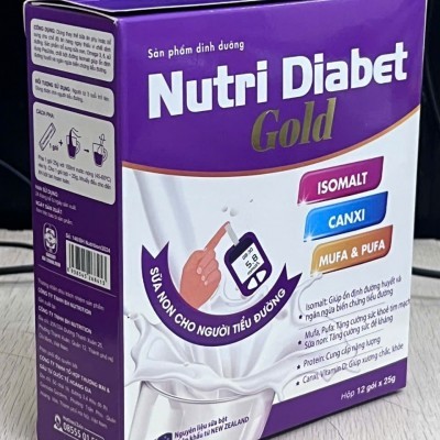 Sữa dinh dưỡng Nutri Diabet Gold Hộp 300g - Hộp 12 gói x 25g (16 hộp/Thùng)