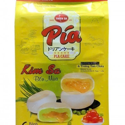 pía mini kim sa trứng tan chảy nhân đậu xanh . 1 túi/6 bánh/150g 