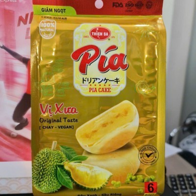 pía mini chay đậu xanh sầu riêng 1 túi 6 bánh /120g