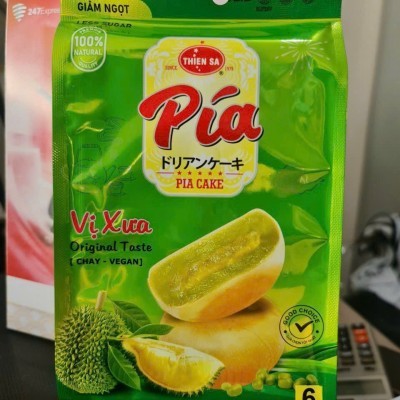 pía mini chay lá dứa sầu riêng 1 túi/6 bánh/120g.