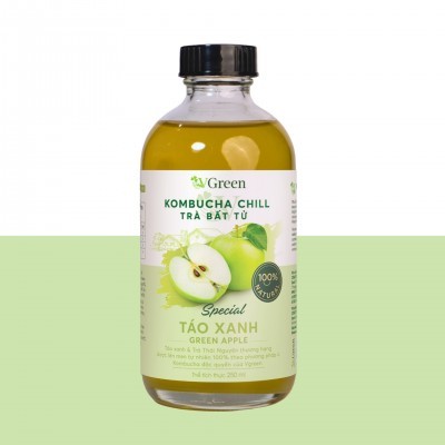 Vkombucha Chill trà bất tử 250ml Táo Xanh (thủy tinh)