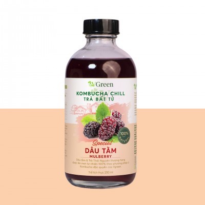 Vkombucha Chill trà bất tử 250ml Dâu Tằm (thủy tinh)