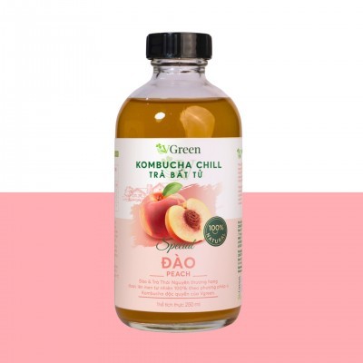 Vkombucha Chill trà bất tử 250ml Đào (thủy tinh)
