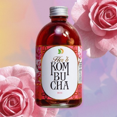 VKombucha Her’b vị Hoa hồng Iran 330ml chai thủy tinh