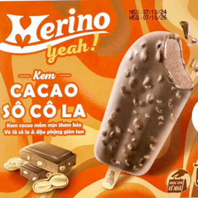 Hộp 6 cây kem cacao sôcôla Merino Yeah! 68g