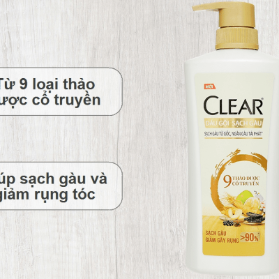 Dầu gội Clear 9 thảo dược cổ truyền làm sạch gàu giảm gãy rụng 618ml