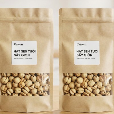 Hạt sen tươi sấy giòn - Hộp giấy hoặc Túi zip giấy (tùy lựa chọn)