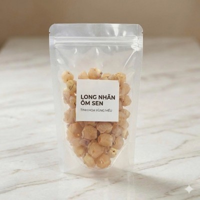 Long nhãn ôm sen túi zip trong suốt 150g