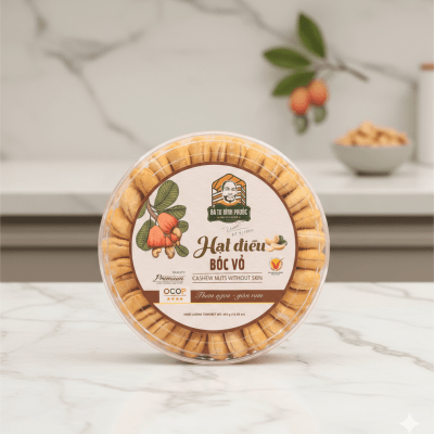 Hạt điều bóc vỏ Bà Tư hộp 395g - OCOP