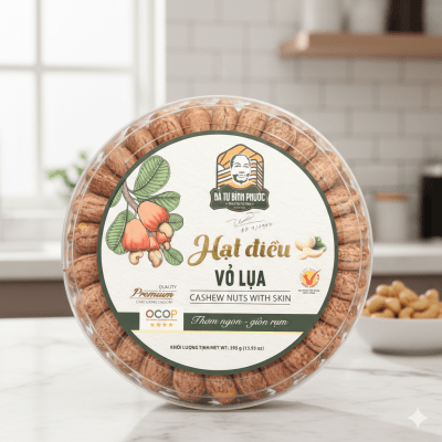 Hạt điều vỏ lụa Bà Tư hộp 205g - OCOP