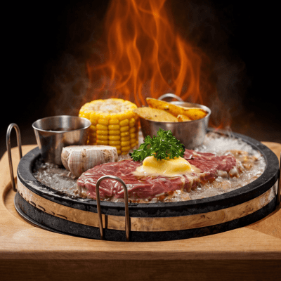 ĐÁ NƯỚNG THỊT NÚI LỬA HÌNH TRÒN NGUYÊN BỘ 